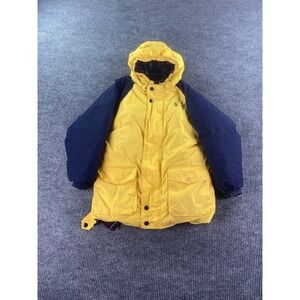 Nautica Jacket Youth Boys Large Yellow Green Blue Plaid Duck Down Reversible